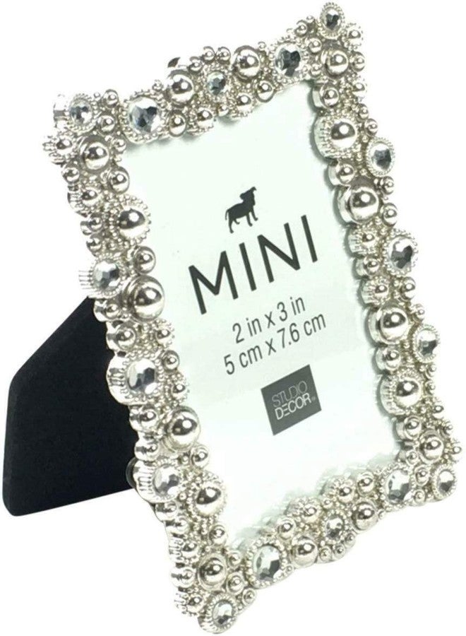 Studio Decor Bejeweled Silver Tone Metal Mini Picture Frame 2 X 3 - Image 2
